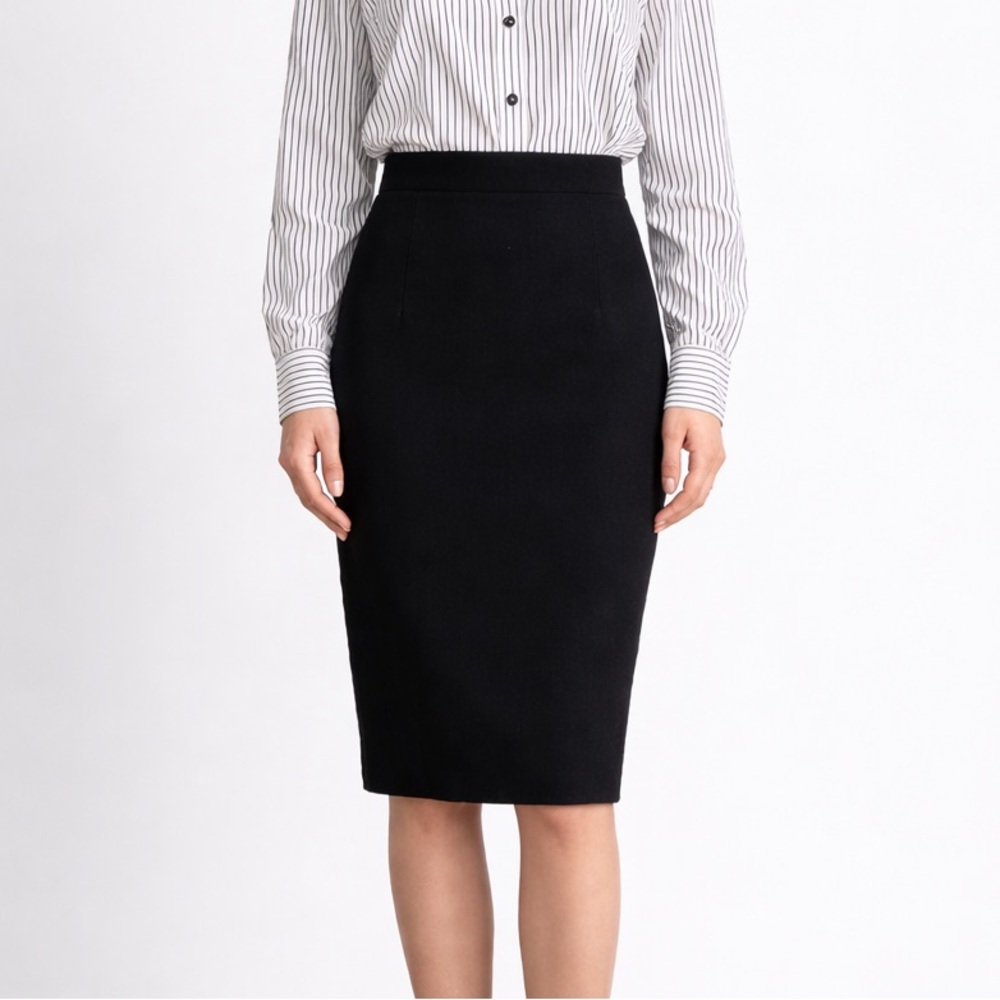 🇨🇦 Judith & Charles Black Wool Pencil Skirt Made in Canada Size 8